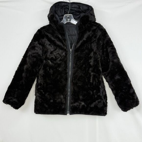 Land's End Unisex Kids Jacket Reversible Insulated Fleece Puffer Hood Sz L 10-12 - Picture 13 of 16